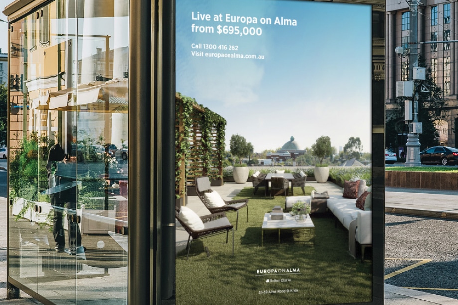 Europa on Alma - street furniture signage