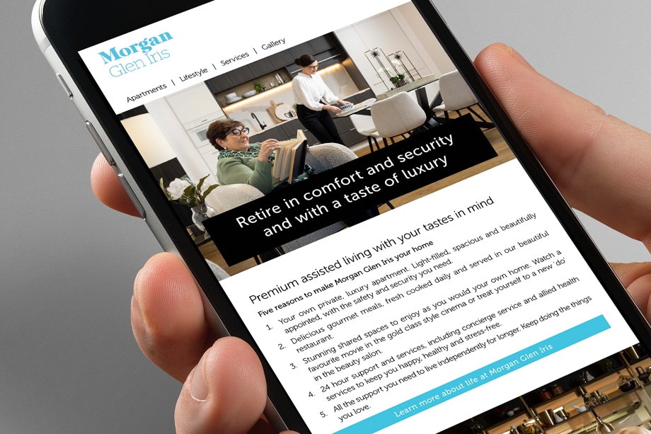 Morgan Glen Iris - website landing page