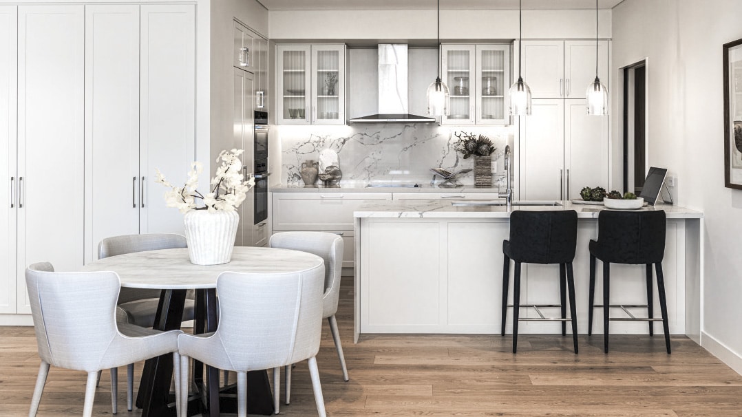 The Falls Estate - apartment living and kitchen