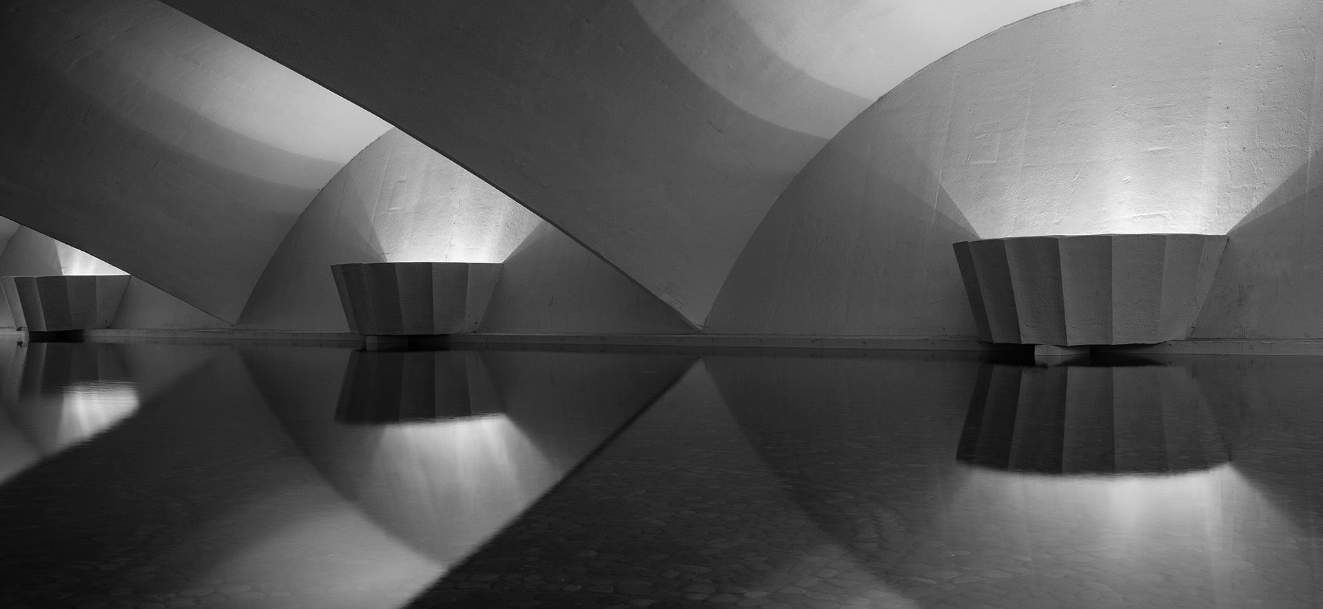 One Fell Swoop - architectural walls with reflections