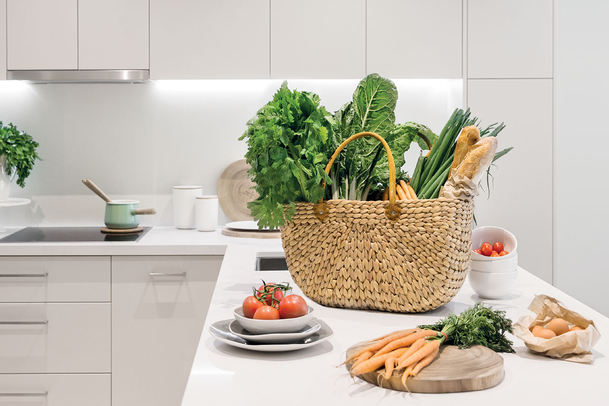 One Fell Swoop - groceries on kitchen benchtop