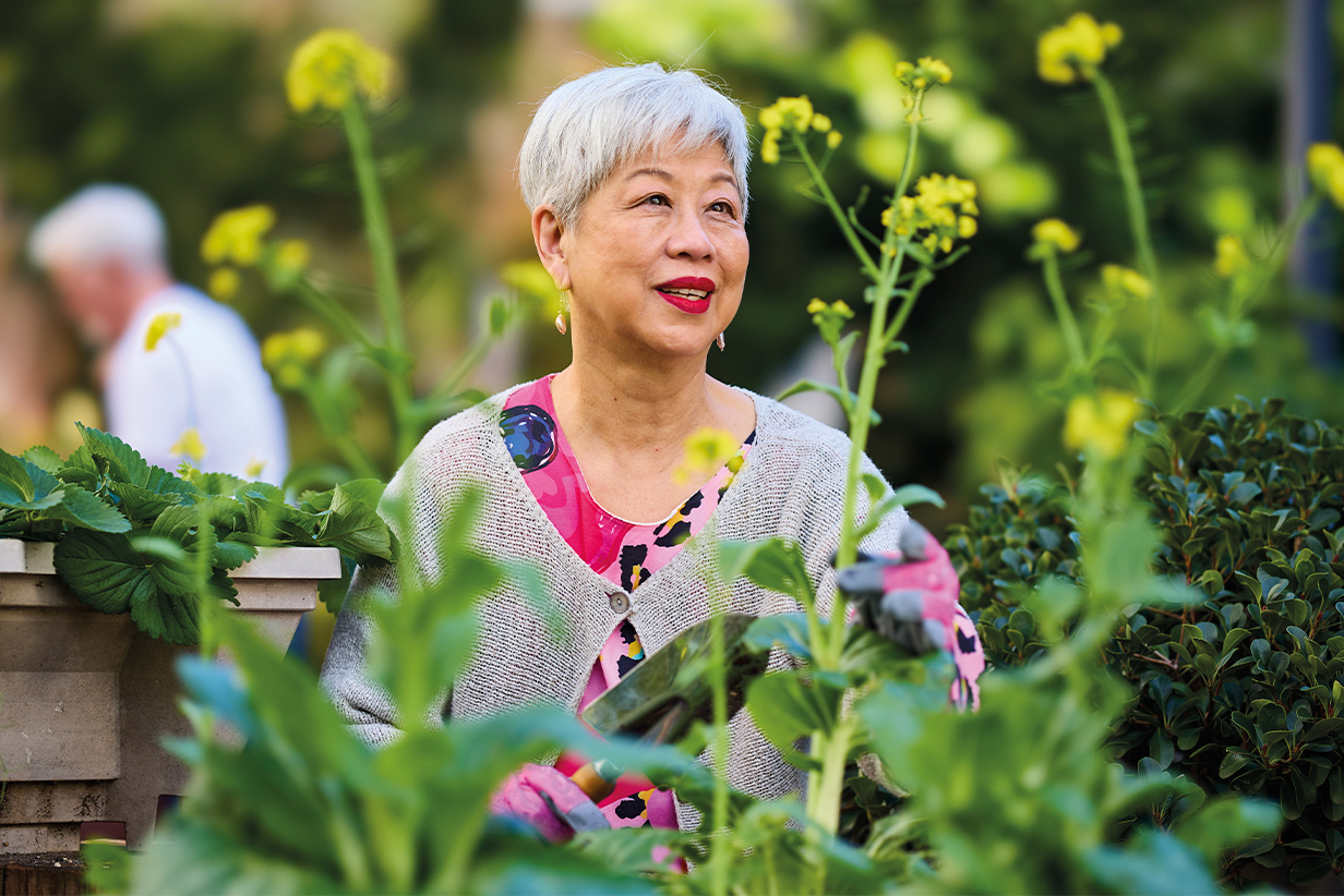 One Fell Swoop - senior lady in garden