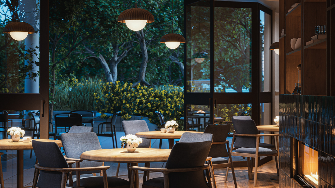 One Fell Swoop - Case Study - St. Hedwig cafe fireplace